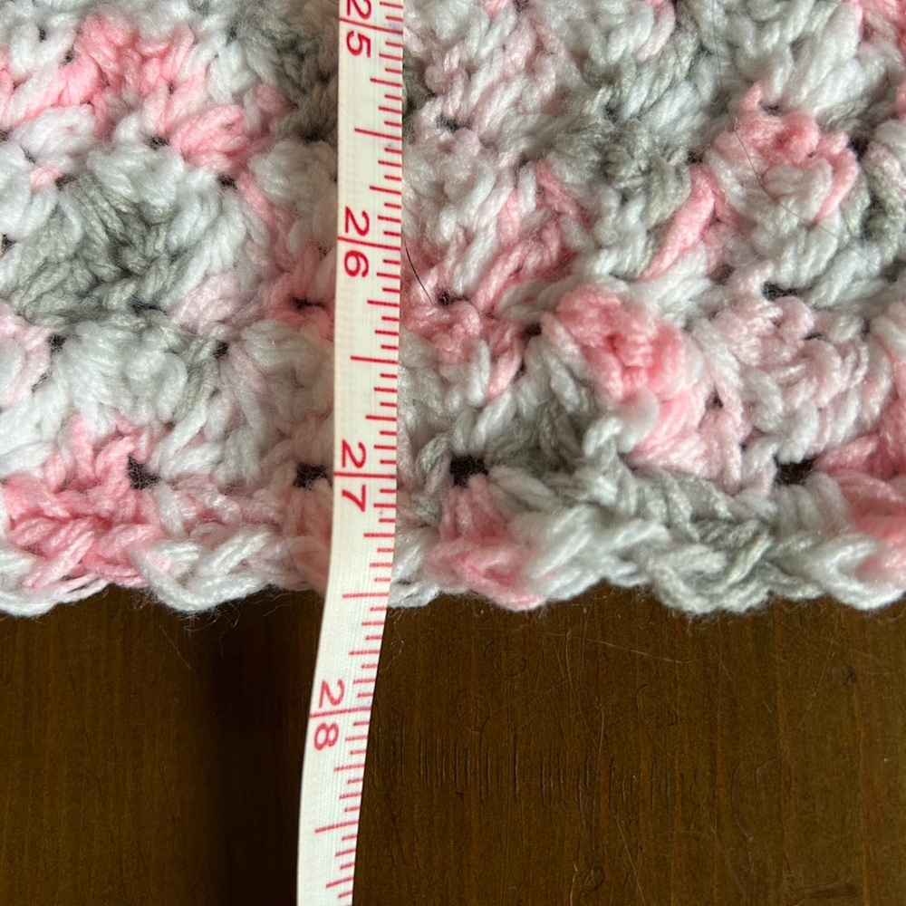 Pink and Gray Crocheted Blanket